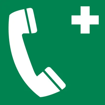 Cedule Nouzový telefon, fotoluminiscenční, ISO 7010, plast, 150 x 150 mm, BJ = 10 ks