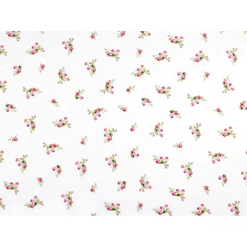 Bavlněná látka / plátno růžičky METRÁŽ - (1701) bílá