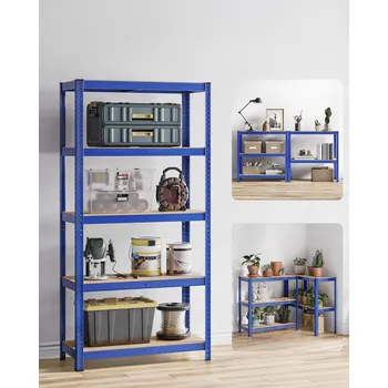 Komoda Nastavitelný pětipatrový regál 40 x 90 x 180 cm | modrý