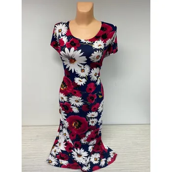 Dámské šaty Šaty s velkými květy NIKOPA, Barva Červená, Velikost XL48, Materiál 96% Viskoza 4% Lycra