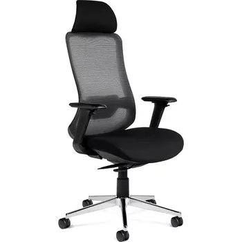 Kancelářská židle Rocada 933-4, černá, látkové sedlo, síťované opěradlo, nastavitelné područky, opěrka hlavy, bederní opěrka