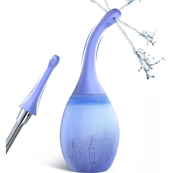 SuperLove Premium Anal Douche Enema with Bendable Silicone Nozzle Blue