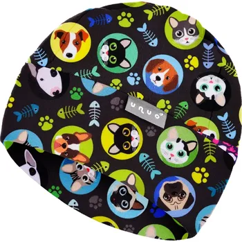 Čepice Unuo Dětská čepice fleecová Sport Kočka pes Kluk S (45-48 cm)