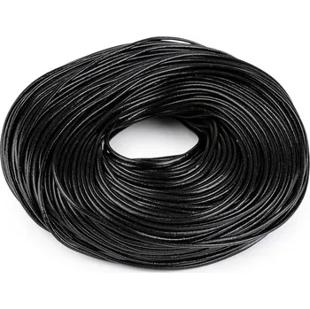 Kožená šňůrka kulatá Ø3 mm metráž, barva 3 černá lesk
