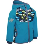 Unuo Dětská softshellová bunda bez zateplení Basic Modrozelená Aqua Autíčka 98/104
