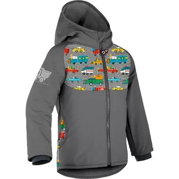 Dívčí oblečení Unuo Dětská softshellová bunda s fleecem Basic Tm. šedá ZOO na výletě 92/98