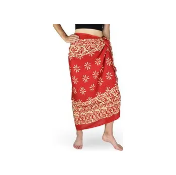 Šátek Sarong - Pareo REN, kvítek, červená