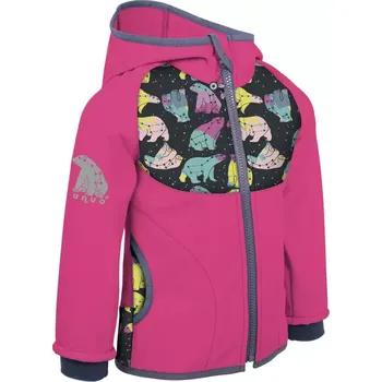 Dívčí bunda Unuo Dětská softshellová bunda s fleecem Basic Fuchsiová Souhvězdí medvěda 122/128