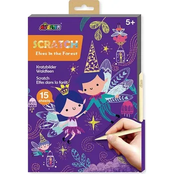 omalovánky Avenir Škrabací kniha A5 - Elfové v lese