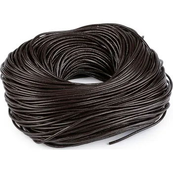 Kožená šňůrka kulatá Ø3 mm metráž, barva 2 hnědá tmavá lesk