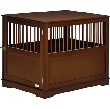 Bouda pro psa Psí klec se zámkem, přepravní box, 80,5 cm x 59,5 cm x 67,5 cm, hnědá