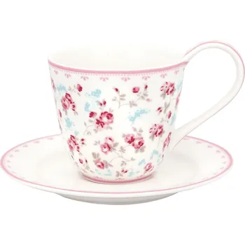 GREEN GATE Šálek s podšálkem Elsy White 200 ml