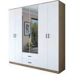 Šatní skříň BA 130 210 cm se zrcadlem ořech/bílá