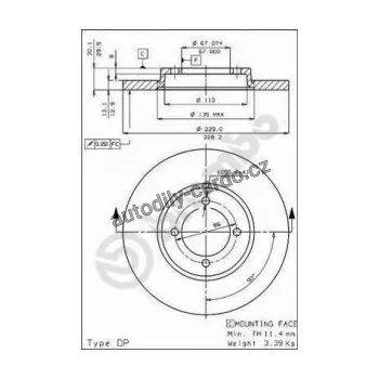 Brzdový kotouč Brzdový kotouč BREMBO 08.3774.10 - MITSUBISHI