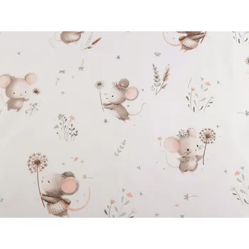 METRÁŽ Bavlněná látka s dětskými motivy - 1 (1002t) bílá myš