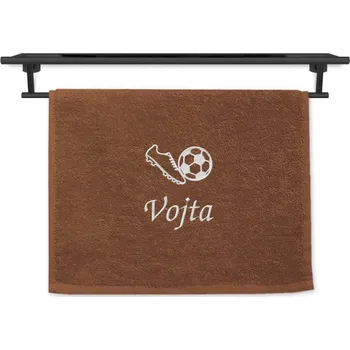 Ručník Malý ručník se jménem NA PŘÁNÍ hnědý 30x50 Kopačka a míč