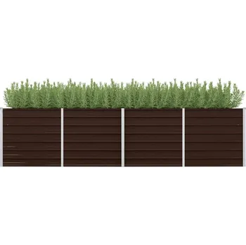 Vyvýšený záhon vidaXL Zahradní vyvýšený záhon hnědý 320 x 80 x 77 cm pozinkovaná ocel