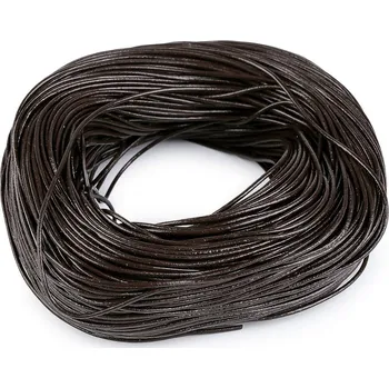 Kožená šňůrka kulatá Ø2 mm metráž, barva 2 hnědá tmavá lesk