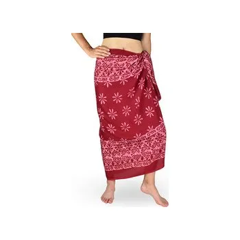 Šátek Sarong - Pareo REN, kvítek, vínová