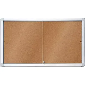 Vitrína Rocada 3651V17, interiérová, posuvné skleněné dveře, korkový povrch, 8xA4