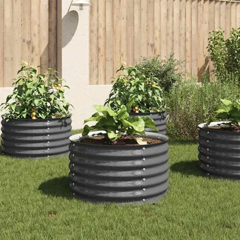 Vyvýšený záhon vidaXL Vyvýšený záhon 80 x 80 x 44 cm pozinkovaná ocel šedý