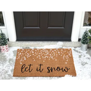 Rohožka Beliani CANAREM Přírodní 60 x 90 cm Vánoční motiv Kokosové vlákno