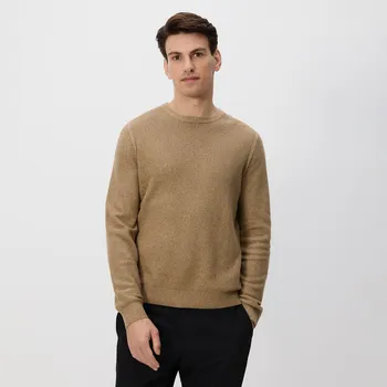 Pánský svetr Reserved - Strukturální svetr z bavlny - zlatavá hnědá - 9983N-82M - 9983N-82M-L