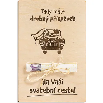 Dřevěná dárková karta na peníze KP7012/5 na svatební cestu