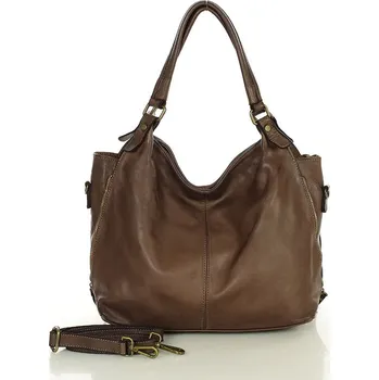 Kabelka GENUINE LEATHER Kožená kabelka přes rameno Mazzini M47 hmědá