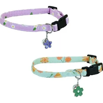 Newtensina Módní 2dílný roztomilý kočičí obojek s květinovým vzorem a květinovým přívěskem, kočičí