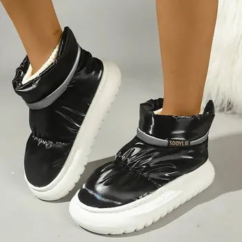 Dámská zimní obuv Zimní kotníkové sněhule s teplou podšívkou Barva: Černá, Velikost: 40-41