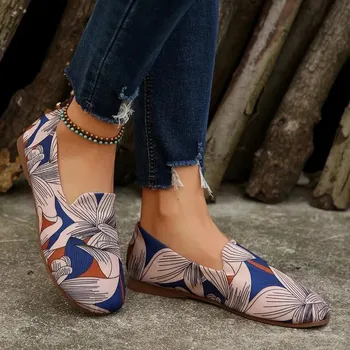 Dámské mokasíny Dámské plátěné mokasíny s potiskem Barva: Fialová, Velikost: 42