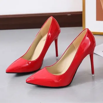 Dámské lodičky Elegantní lodičky na vysokém podpatku s úzkou špičkou Barva: Červená, Velikost: 38