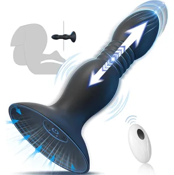 Anální kolík SuperLove Thrusting Vibrating Anal Plug with Suction Cup & Remote Black
