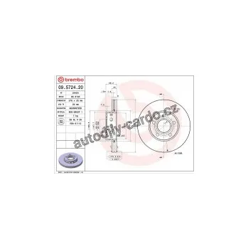 Brzdový kotouč Brzdový kotouč BREMBO 09.5724.20 - AUDI
