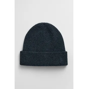 Kšiltovka ČEPICE GANT WOOL RIBBED BEANIE CHARCOAL MELANGE