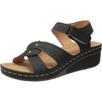Dámské sandále Letní dámské sandály na klínku s protiskluzovou podrážkou Barva: Černá, Velikost: 39