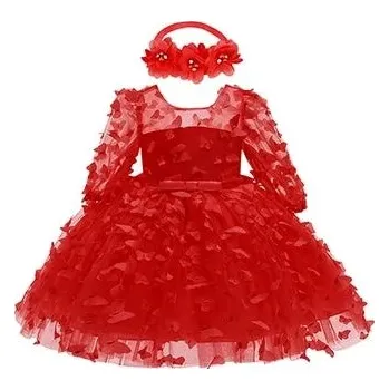 Dívčí šaty Krajkové slavnostní šaty pro batolata s květinovou síťovinou Velikost: 18M, Barva (Varianta): As the picture 1