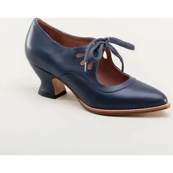 Dámské lodičky Retro boty s mašličkou a kulatou špičkou Barva: Modrá, Velikost: 40