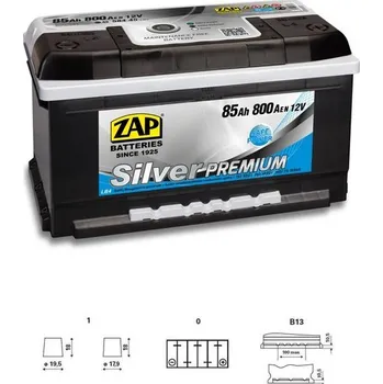 Autobaterie Autobaterie ZAP Silver Premium 85Ah 12V 800A (314X175X175) P+