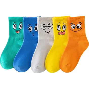 Sada 5 párů dětských ponožek s legračními obličeji Velikost: S, Barva (Varianta): Funny Face
