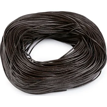 Výtvárné potřeby Kožená šňůrka kulatá Ø2 mm metráž Varianta: 2 hnědá tmavá lesk, Balení: 1 m