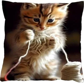 Povlečení 4sleep Povlak na polštář 40 × 40 na zip velur - Koťátko