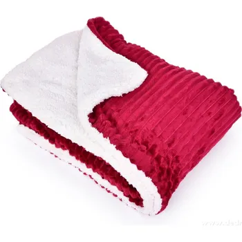 přikrývka RELIEF LAGOON | luxusní dvouvrstvá přikrývka 150 × 200 cm | LAGOON VELVET & hebká beránčí imitace | vínová