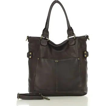 Kabelka Kožená kabelka přes rameno Mazzini M71 tmavě hnědá