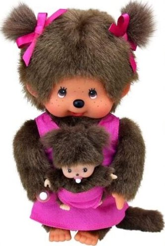 Mončičák monchhichi 20 cm maminka s dítětem miminkem