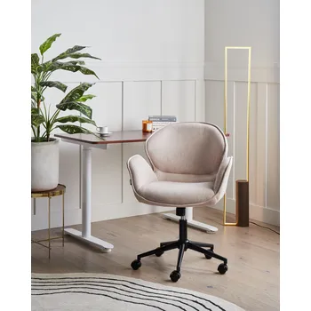 Kancelářská židle Taupe Polyesterová tkanina Černý kovový rám Čalouněná otočná funkce Nastavitelný kancelářský nábytek Beliani