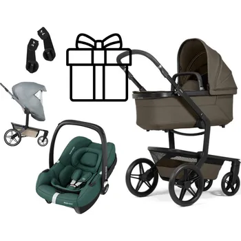 Přeprava dětí Kombinovaný kočárek JOOLZ Day5, Space Black Barva autosedačky:: Essential Green, Barva kočárku:: Hazel Brown