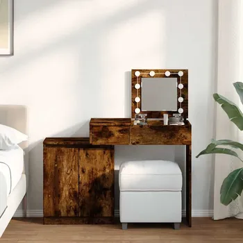 Toaletní stolek vidaXL Toaletní stolek s LED 115 x 37 x 110,5 cm [848228] Barva: kouřový dub