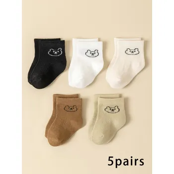 Sada 5 párů kojeneckých ponožek s kreslenými motivy Velikost: 0-6M, Barva (Varianta): 5pairs-bear-mixed